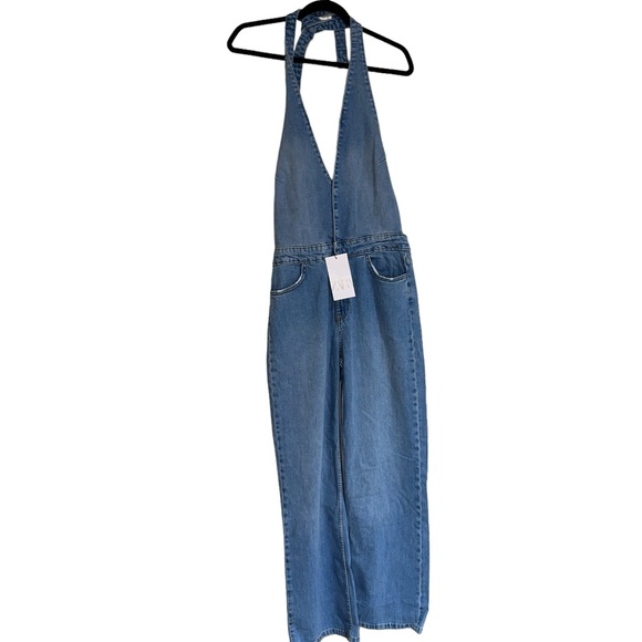 ZARA DENIM TRF HALTER-NECK JUMPSUIT BLUE SIZE S | 7227/080 - Picture 15 of 16